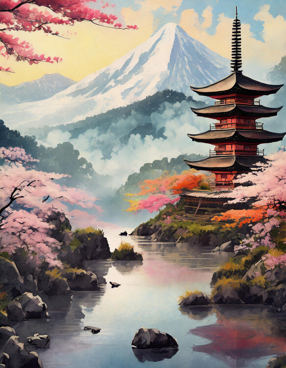 Плакат Japanese Temple