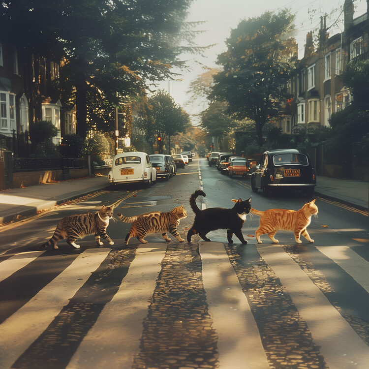 Poster Abbey Road Cats