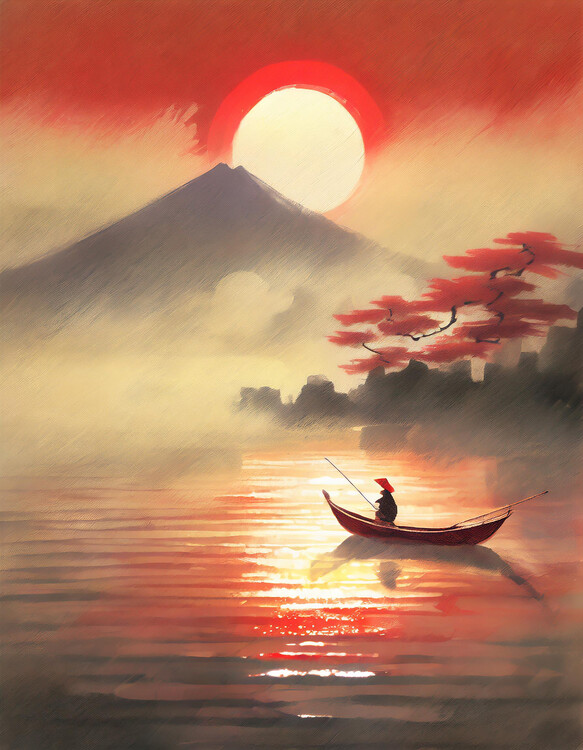 Плакат Japanese water landscape