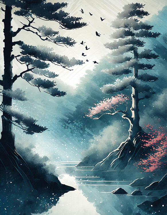 Poster forest watercolour ink