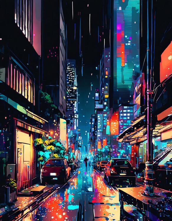 Плакат Tokyo street by night