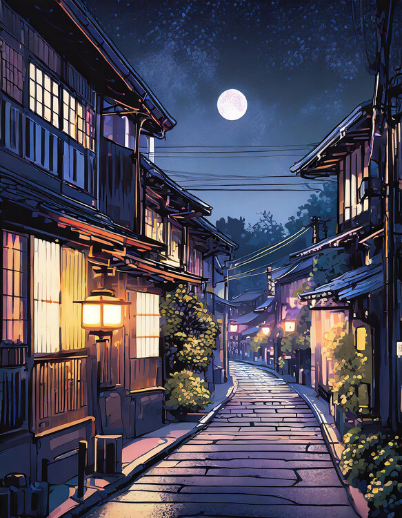Plagát Kyoto street by night