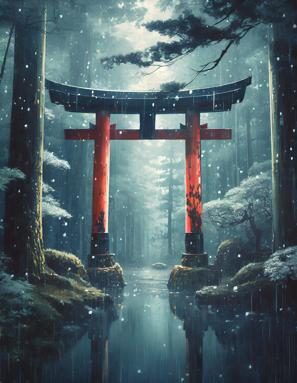 Плакат Japanese Torii in a forest