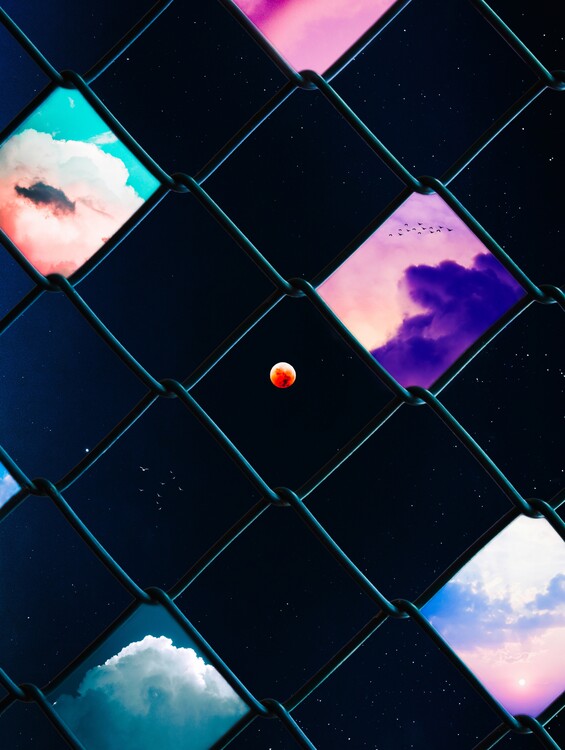 Plagát Mesh and poetic skies with moon