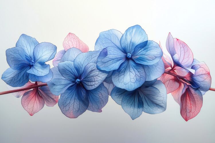 Плакат Blue Pink Flowers