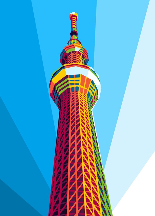 Bilde på lerret Tokyo Skytree Tower in WPAP Illustration