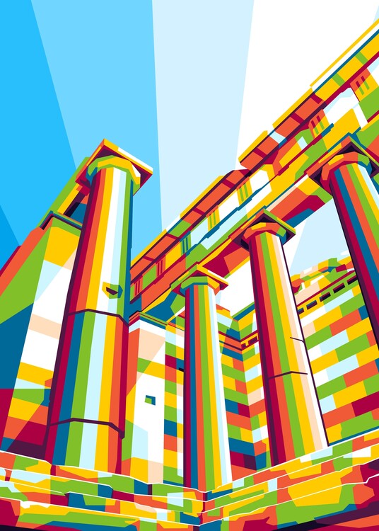 Poster Acropolis of Athens in WPAP Illustration