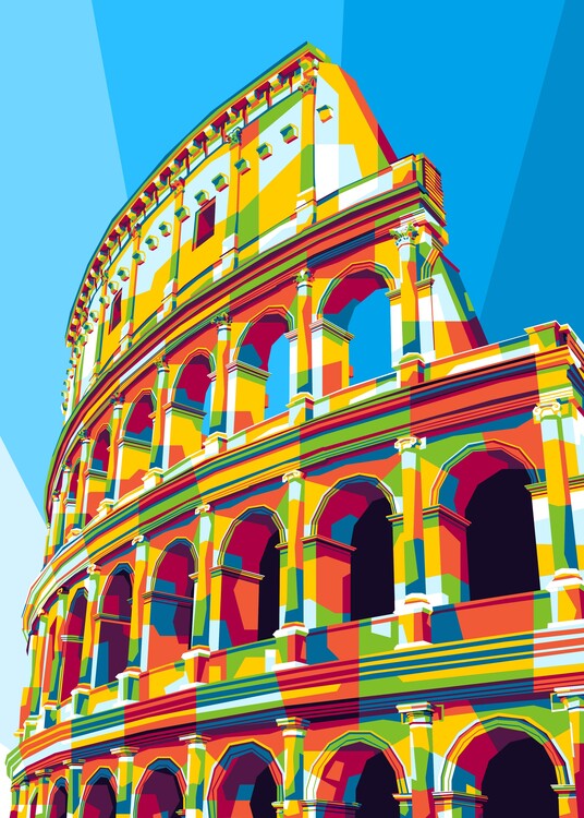 Plakat Colosseum Rome in WPAP Illustration