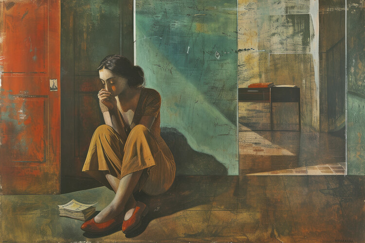 Плакат Contemplation in the style of Balthus