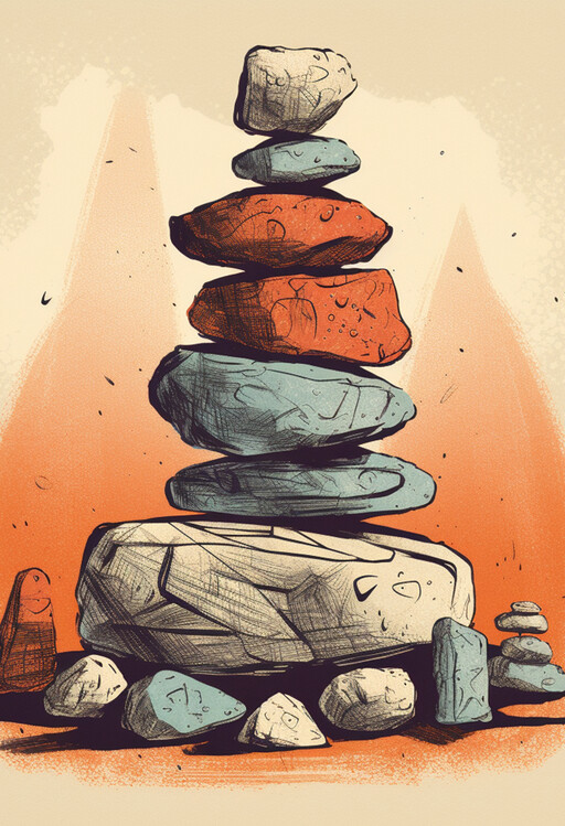 Poster Balancing Stones, Calming Illustration
