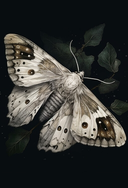 Poster White Moth Dark Illustration, Moth Poster