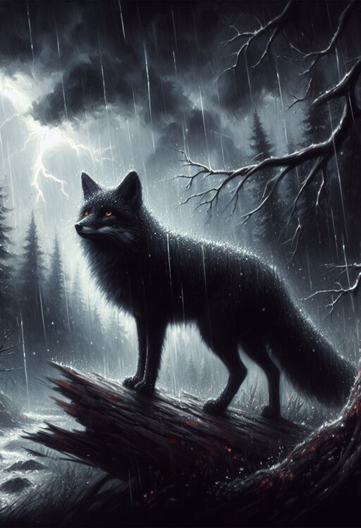 Plakat The Black Fox Painting, Fox Poster