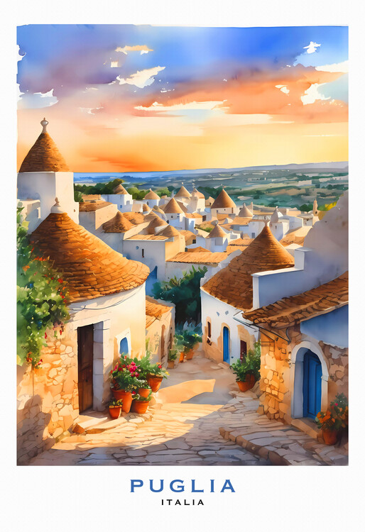 Poster PUGLIA - Italy:  Trulli Delights,  Unique Architecture