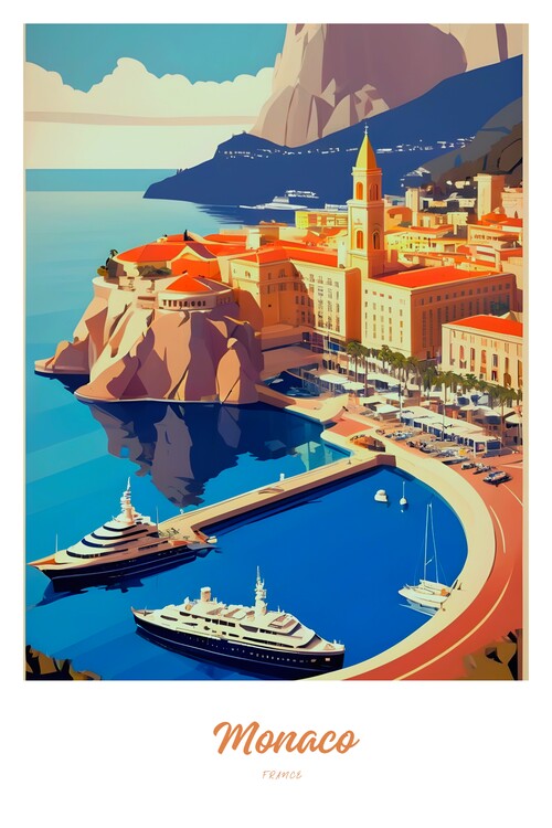 Poster Monaco vintage Travel poster