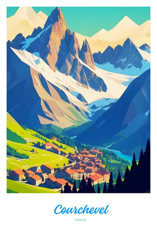 Poster french Alps vintage Travel poster