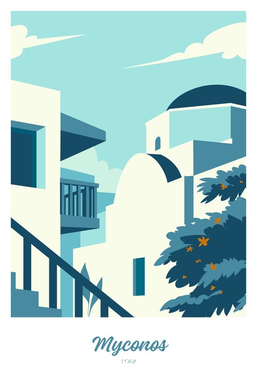 Poster Myconos vintage Travel poster