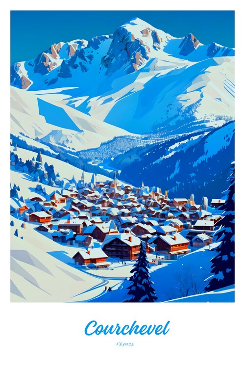 Poster Courchevel vintage Travel poster