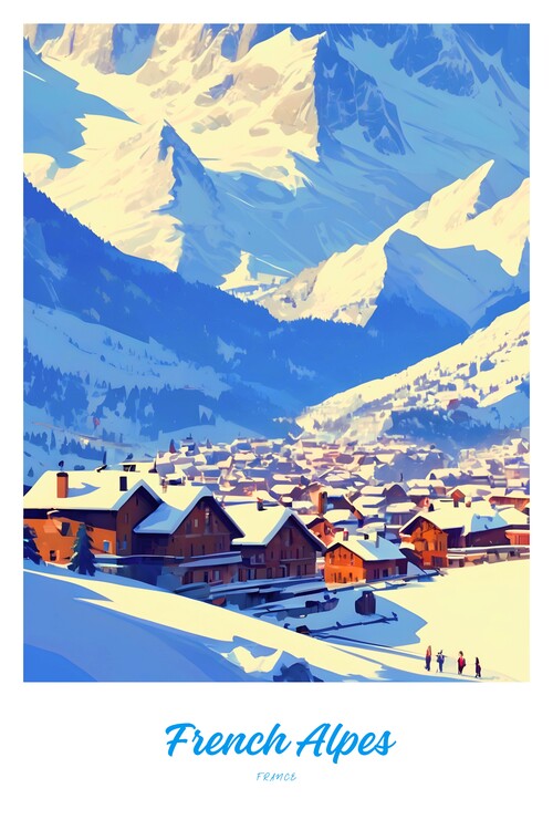 Poster French Alps vintage Travel poster