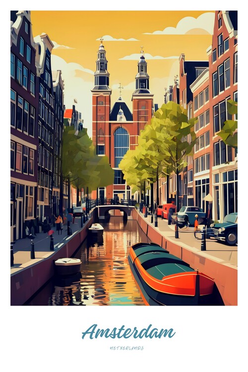 Poster Amsterdam vintage Travel poster