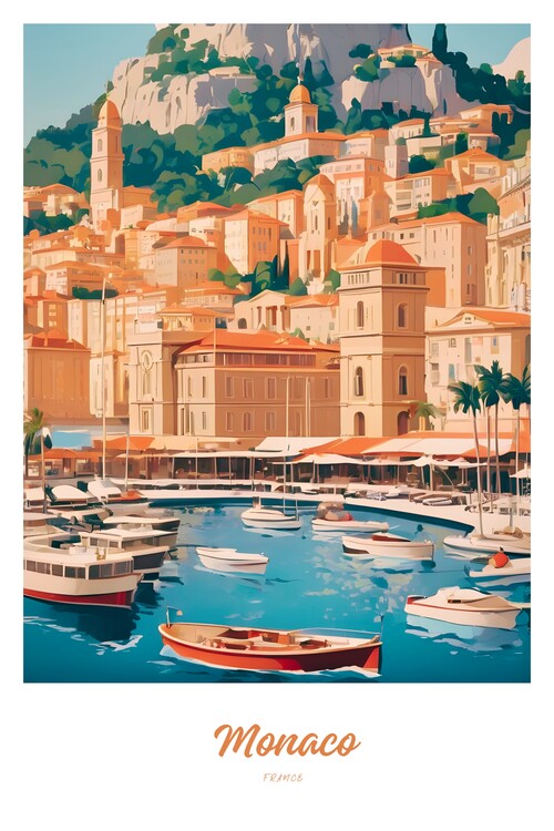 Poster Monaco vintage Travel poster