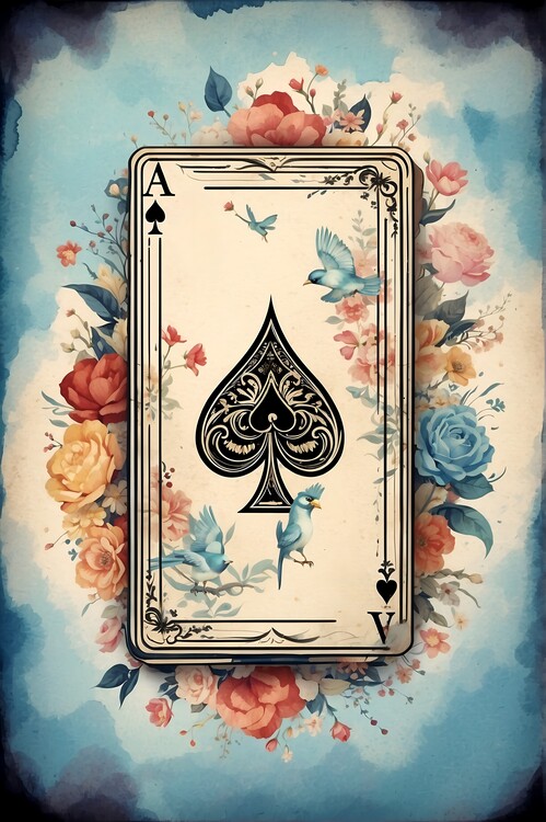 Плакат Ace of Spades Vintage Illustration - Retro Symbol of Victory