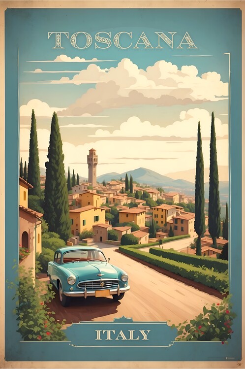 Poster Capturing Toscana's Beauty: Vintage Retro Travel Art