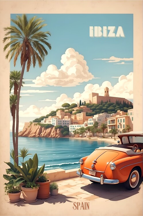 Poster Ibiza Vintage Retro Travel Art