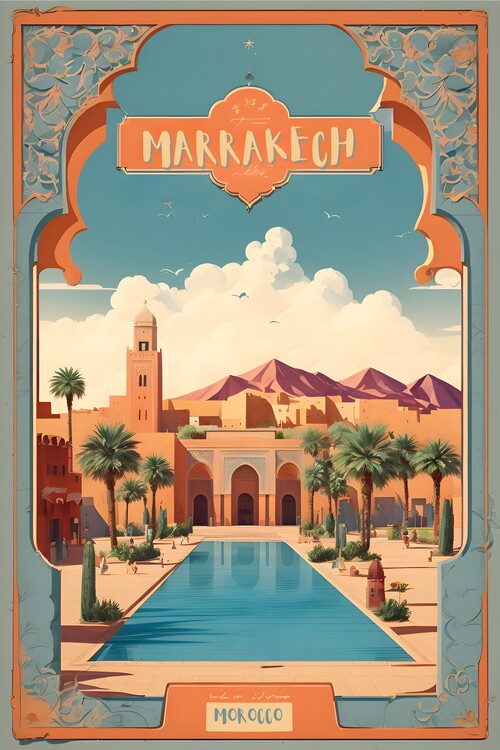 Плакат Vintage Marrakech Poster: Explore Moroccan Elegance