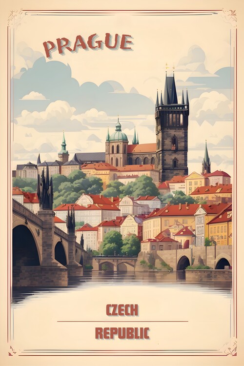 Poster Discover Prague's Retro Elegance: Vintage Poster Collection