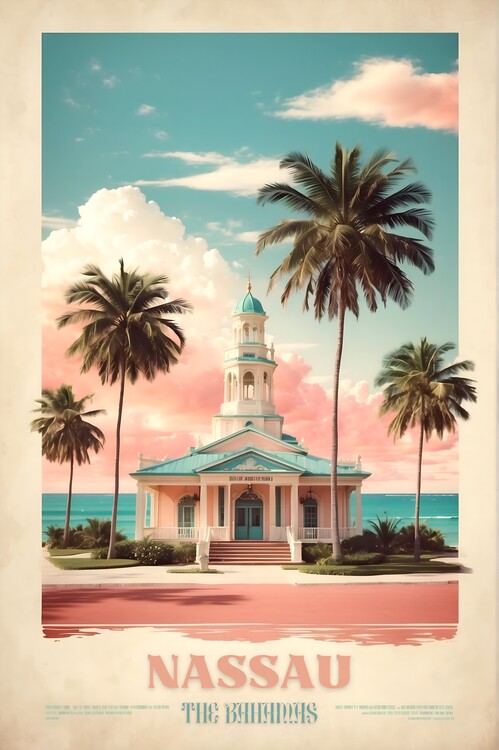 Poster Nassau Vintage Travel Poster - Caribbean Charisma Rediscover