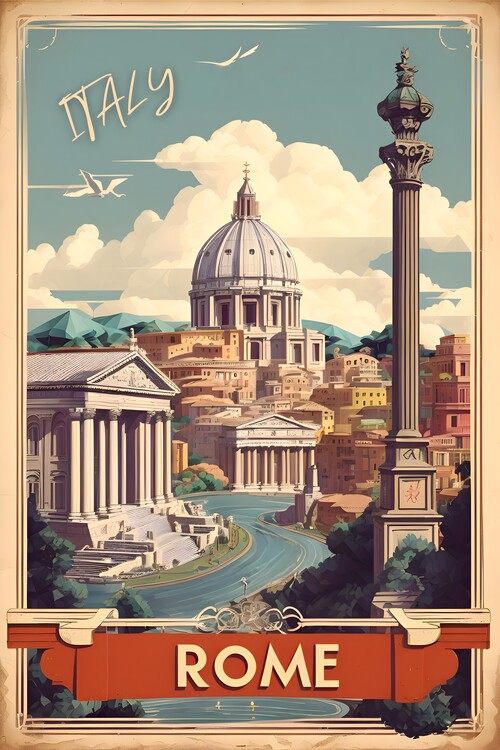 Poster Vintage Rome Poster: Italian Elegance