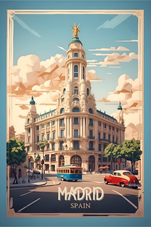 Poster Madrid Vintage Retro Travel Art