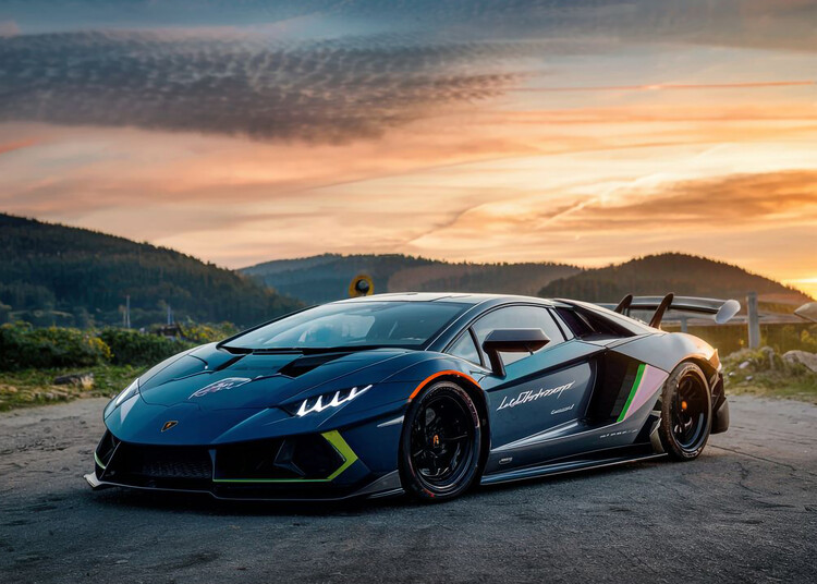 Plakát Sportcar in sunset