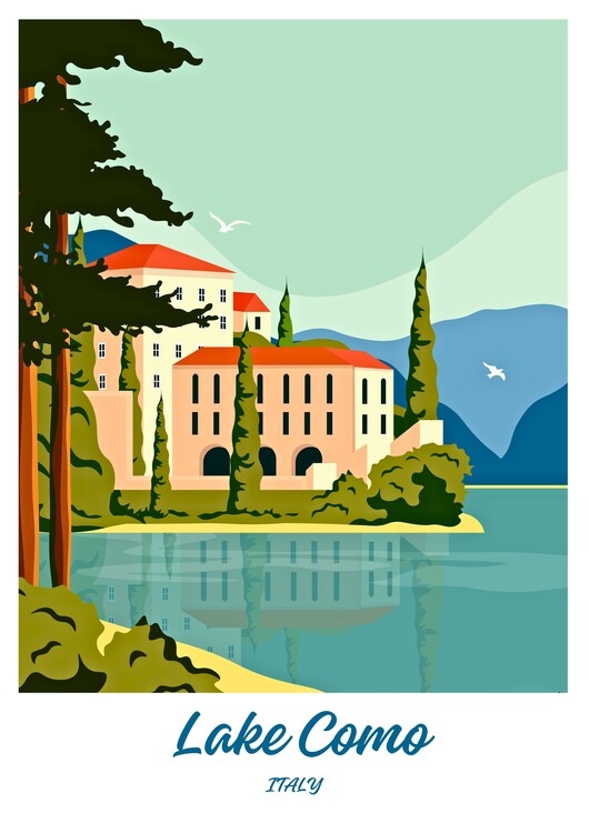 Poster Lake Como Vintage travel poster
