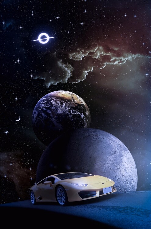 Plakát Sportive car speed road to space