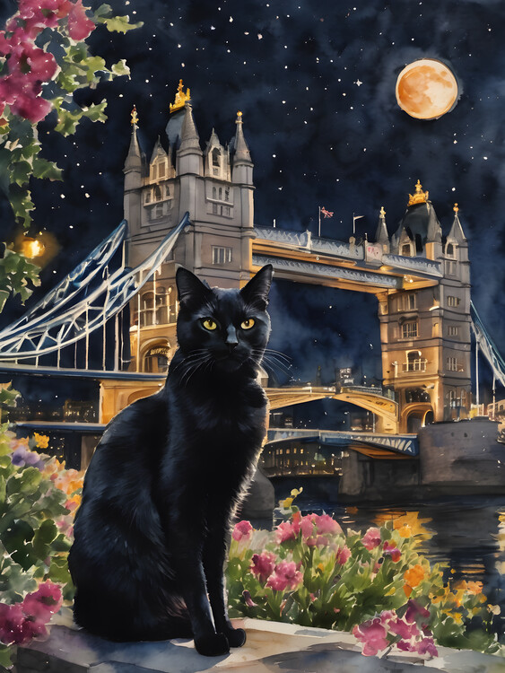 Poster Black Cat in London