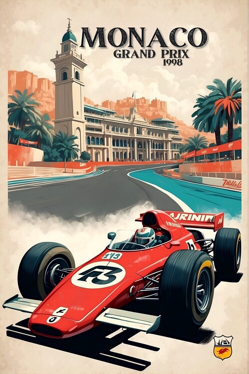Poster Speed and Style: Retro Formula 1 Monaco