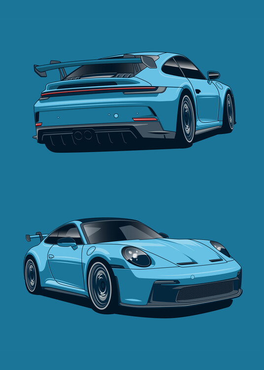 Poster Blue Race Car