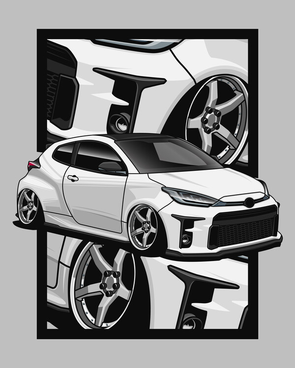 Poster Japanese White Car