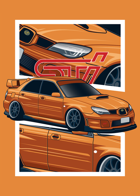 Poster Japanese Orange Car