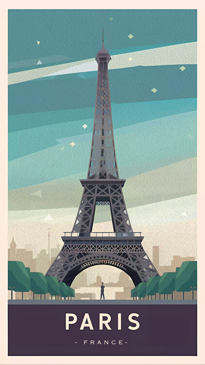 Poster Travel to PARIS in France : Love in Iconic Landmarks