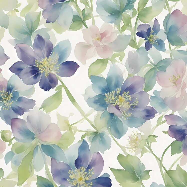 Poster Aquilegia floral pattern