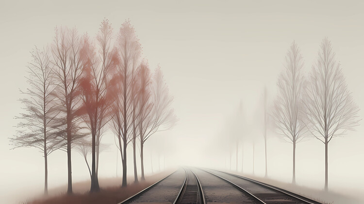 Poster Misty Mountain Trees