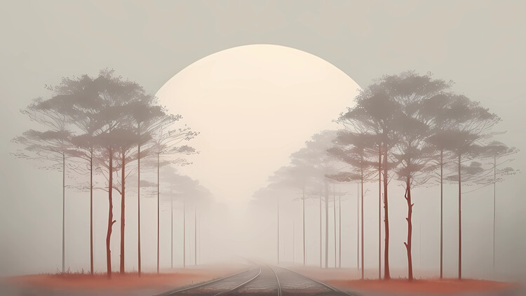 Poster Misty Mountain Trees