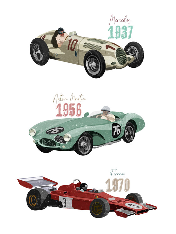 Poster Vintage Racecars