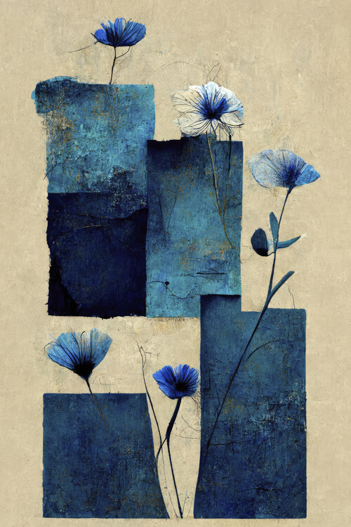 Póster Blocks And Flowers