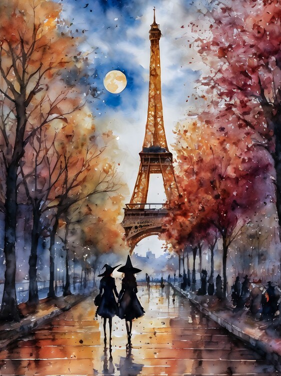 Плакат Best Friend Witches in Paris - by Lyra O'Brien