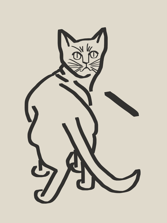 Poster Line Art Cat Drawing 5