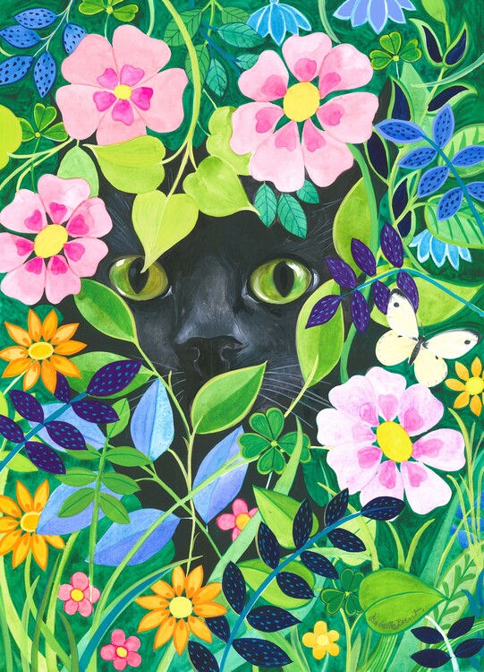 Levně Plakát, Obraz - Secret Garden Hidden Cat Art, Isabelle Brent, 30 × 40 cm