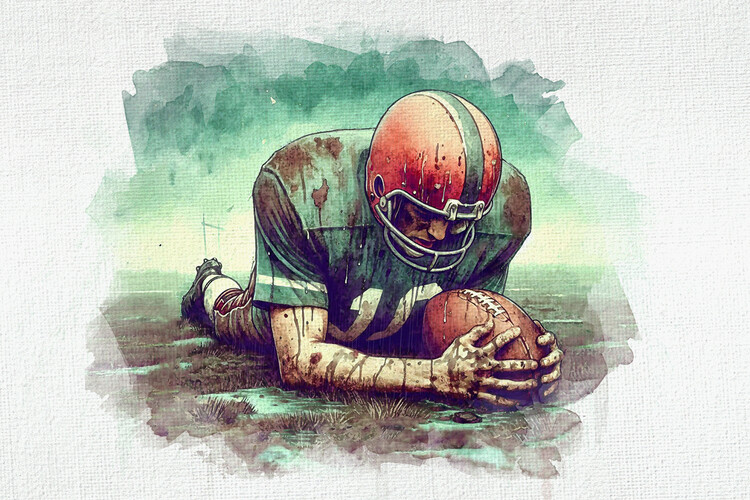 Obraz na plátně Watercolor american football poster. Football game